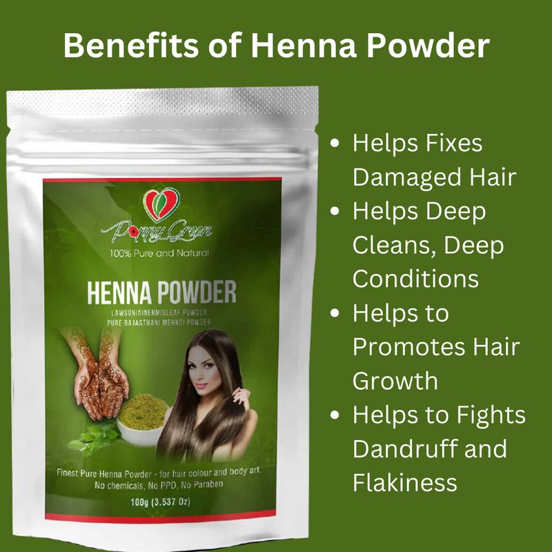 Poppy Green 100% Pure Natural & Organic Henna Powder For Hair