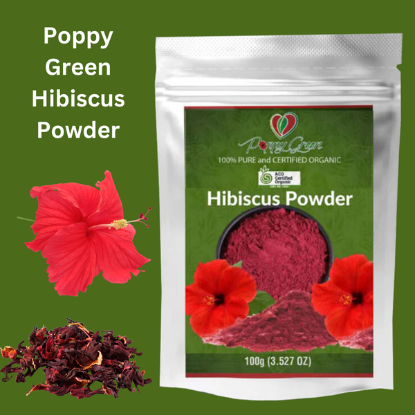 Poppy Green 100% Pure Hibiscus Powder for Hair and Skin