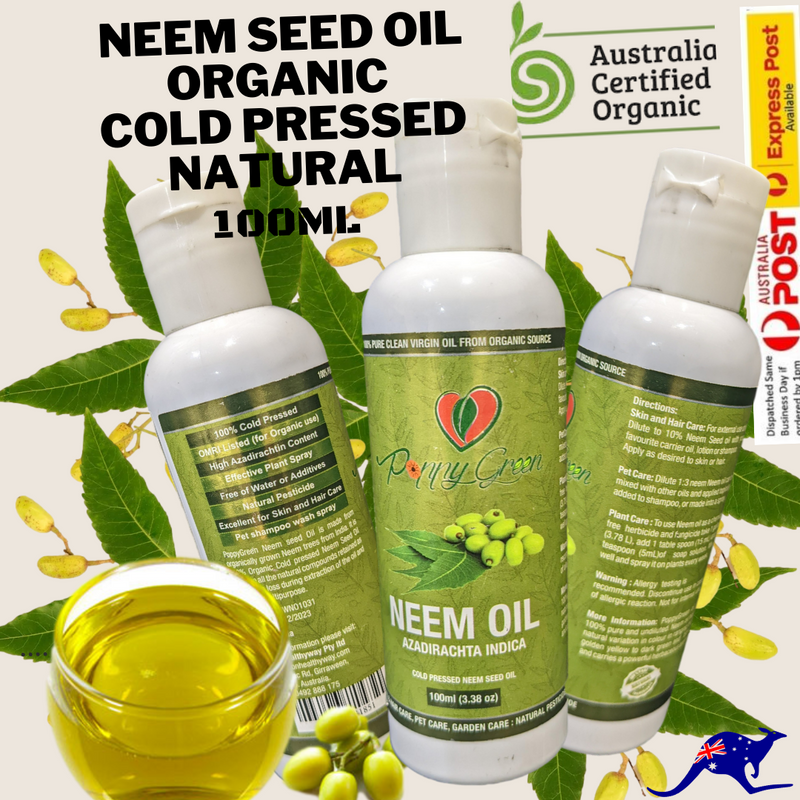 Neem Seed Oil Cold Pressed 100ml Certified Organic for Skin, hair and Gardening
